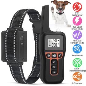 3280FT Dog Training Collar IP67 Waterproof Pet Beep Vibration Electric Shock Collar 3 Channels Rechargeable Transmitter Receiver Trainer with Fla 3280FT Dog Training Collar IP67 Waterproof Pet Beep Vibration Electric Shock Collar 3 Channels Rechargeable Transmitter Receiver Trainer with Fla